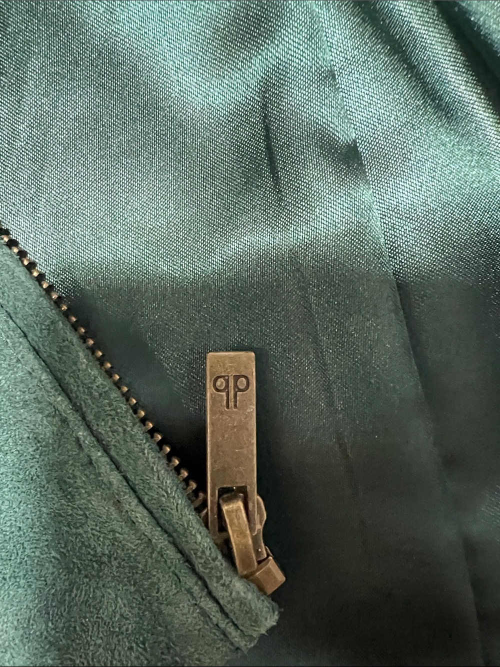 dennis basso Genuine Leather Teal-Green Suede Zip Vest Size Large - Picture 4 of 6